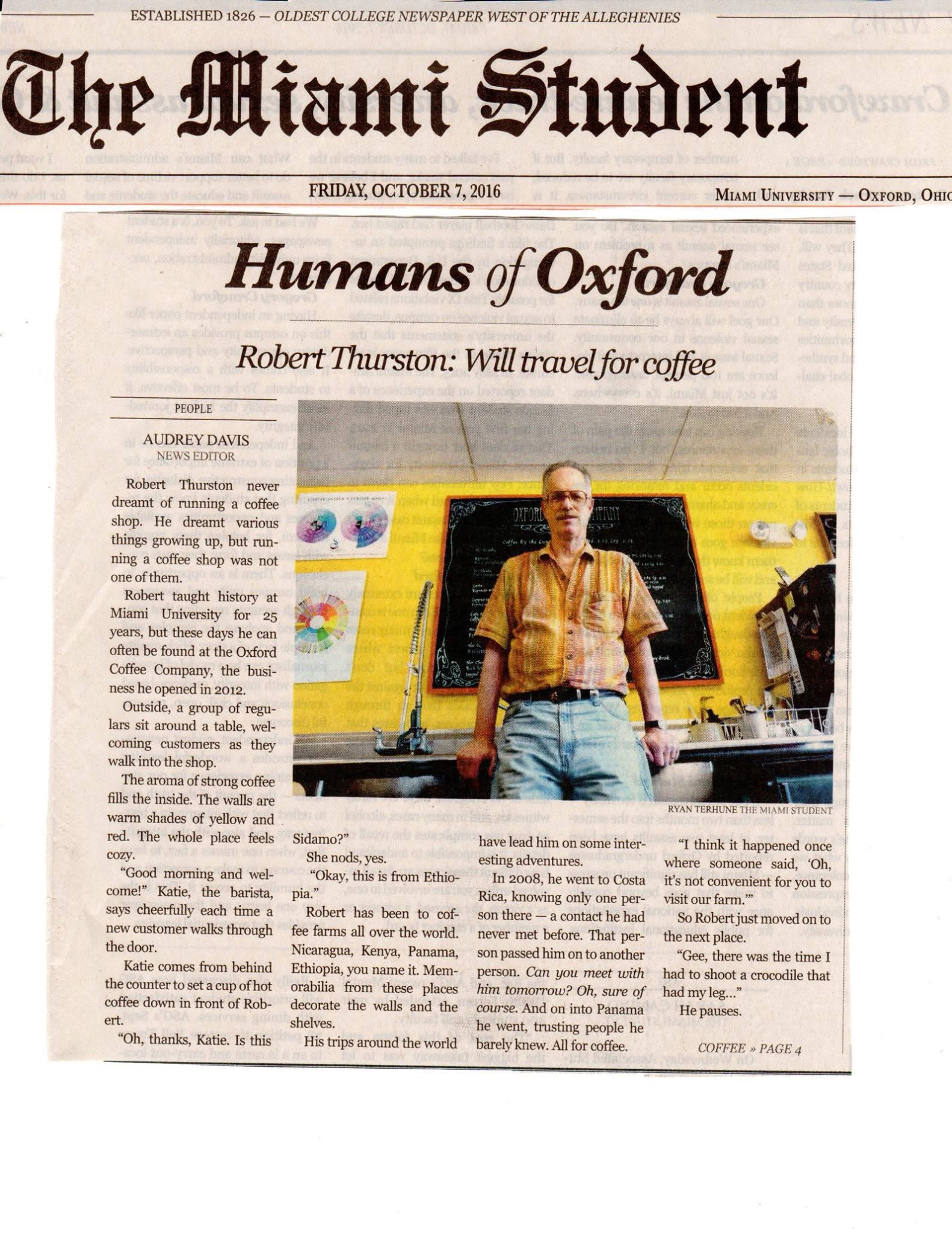 The Miami Student newspaper feature